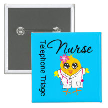 Nurse Chick v2 Telephone Triage Nurse Pinback Button