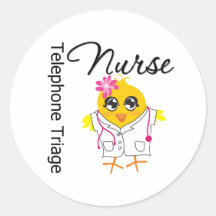 Nurse Chick v2 Telephone Triage Nurse Round Sticker