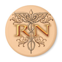 Nurse Fancy Copper RN Caduceus Fridge Magnet