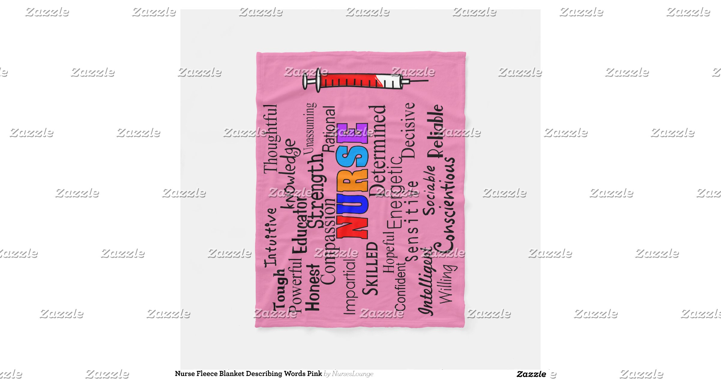 Nurse Fleece Blanket Describing Words Pink Zazzle