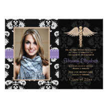 Nurse Graduation Announcements Invitations Purple