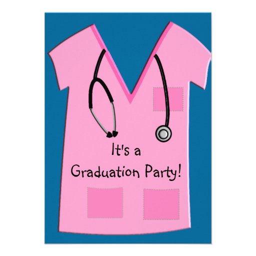 Nurse Graduation Invitations Pink Scrub Top