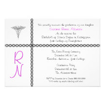 Nurse Graduation Invite with Caduceus CUSTOMIZABLE