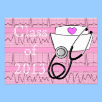 Nurse Graduation Party Invitations EKG Paper invitations