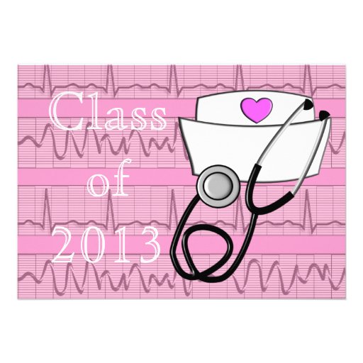 Nurse Graduation Party Invitations EKG Paper