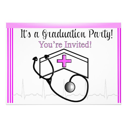 Nurse Graduation Party Invitations Pink