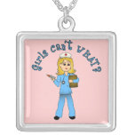 Nurse in Blue Scrubs (Blonde) Custom Necklace