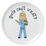 Nurse in Blue Scrubs (Blonde) Dinner Plates