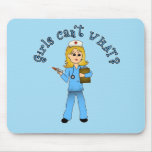 Nurse in Blue Scrubs (Blonde) Mouse Pads