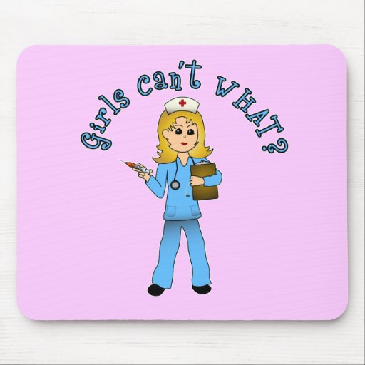 Nurse in Blue Scrubs (Blonde) Mousepads