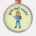 Nurse in Blue Scrubs (Blonde) Ornaments