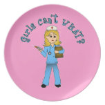 Nurse in Blue Scrubs (Blonde) Plates