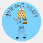 Nurse in Blue Scrubs (Blonde) Sticker