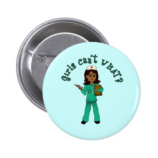 Nurse in Blue Scrubs (Dark) Buttons