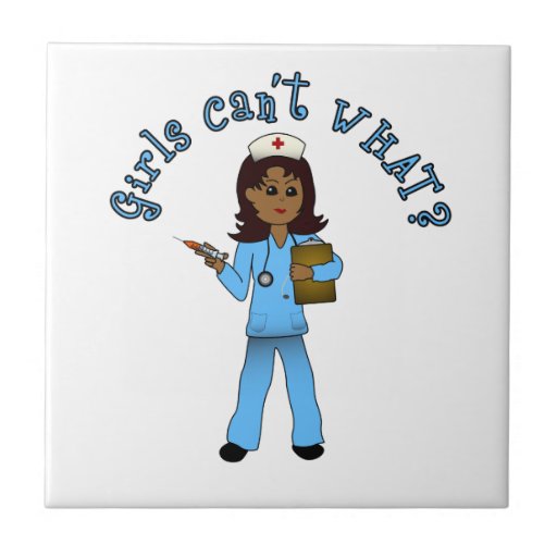 Nurse in Blue Scrubs (Dark) Ceramic Tile