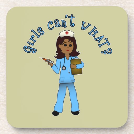 Nurse in Blue Scrubs (Dark) Coaster