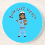 Nurse in Blue Scrubs (Dark) Drink Coasters