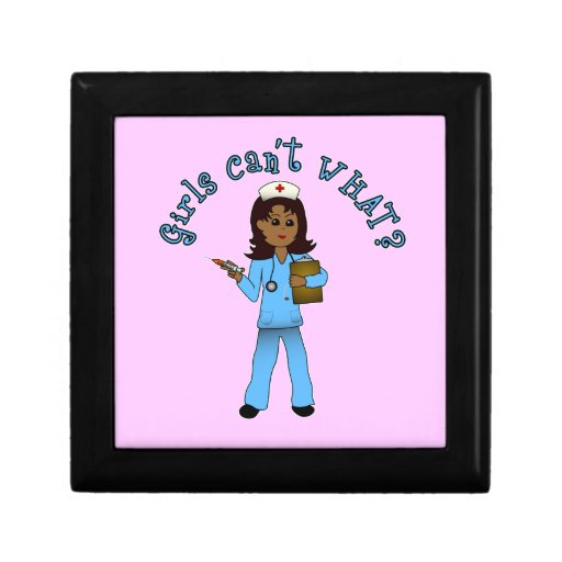 Nurse in Blue Scrubs (Dark) Jewelry Boxes