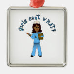 Nurse in Blue Scrubs (Dark) Christmas Tree Ornaments