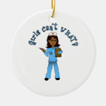Nurse in Blue Scrubs (Dark) Ornaments