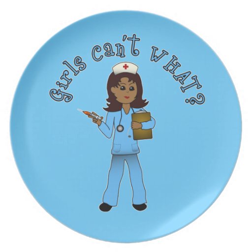 Nurse in Blue Scrubs (Dark) Party Plate