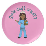Nurse in Blue Scrubs (Dark) Party Plates