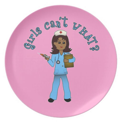 Nurse in Blue Scrubs (Dark) Party Plates