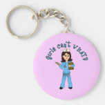 Nurse in Blue Scrubs (Light) Keychain