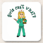 Nurse in Green Scrubs (Blonde) Beverage Coaster