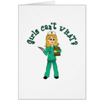 Nurse in Green Scrubs (Blonde) Greeting Card