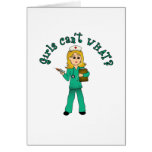 Nurse in Green Scrubs (Blonde) Cards