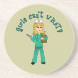 Nurse in Green Scrubs (Blonde) Coaster