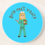 Nurse in Green Scrubs (Blonde) Coaster