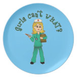 Nurse in Green Scrubs (Blonde) Dinner Plates