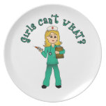 Nurse in Green Scrubs (Blonde) Dinner Plates