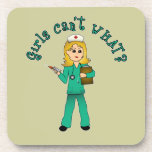 Nurse in Green Scrubs (Blonde) Drink Coasters