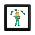 Nurse in Green Scrubs (Blonde) Keepsake Boxes