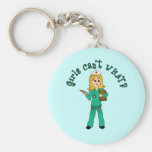 Nurse in Green Scrubs (Blonde) Key Chains