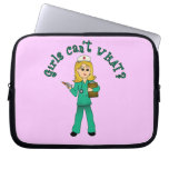 Nurse in Green Scrubs (Blonde) Laptop Sleeve