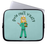 Nurse in Green Scrubs (Blonde) Laptop Computer Sleeve