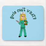 Nurse in Green Scrubs (Blonde) Mousepad