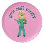 Nurse in Green Scrubs (Blonde) Plates