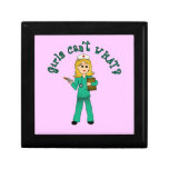Nurse in Green Scrubs (Blonde) Trinket Box