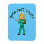 Nurse in Green Scrubs (Blonde) Vinyl Magnets