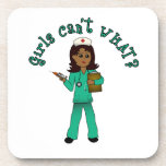Nurse in Green Scrubs (Dark) Beverage Coasters