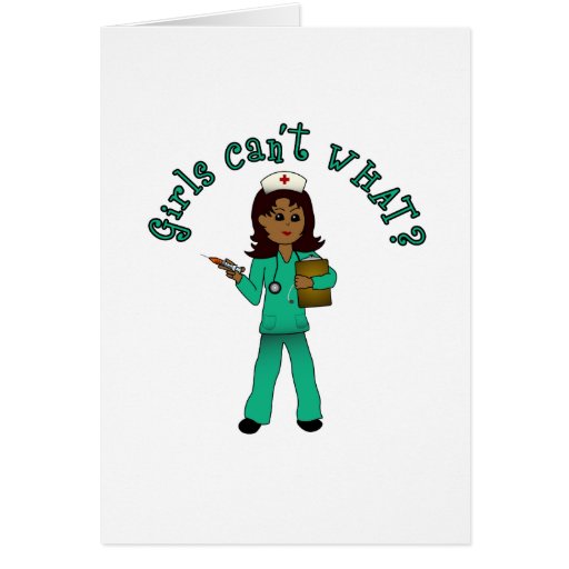 Nurse in Green Scrubs (Dark) Cards