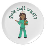 Nurse in Green Scrubs (Dark) Dinner Plate