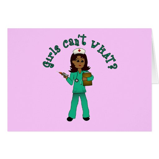 Nurse in Green Scrubs (Dark) Greeting Cards