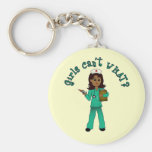 Nurse in Green Scrubs (Dark) Keychains