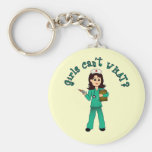 Nurse in Green Scrubs (Light) Keychain